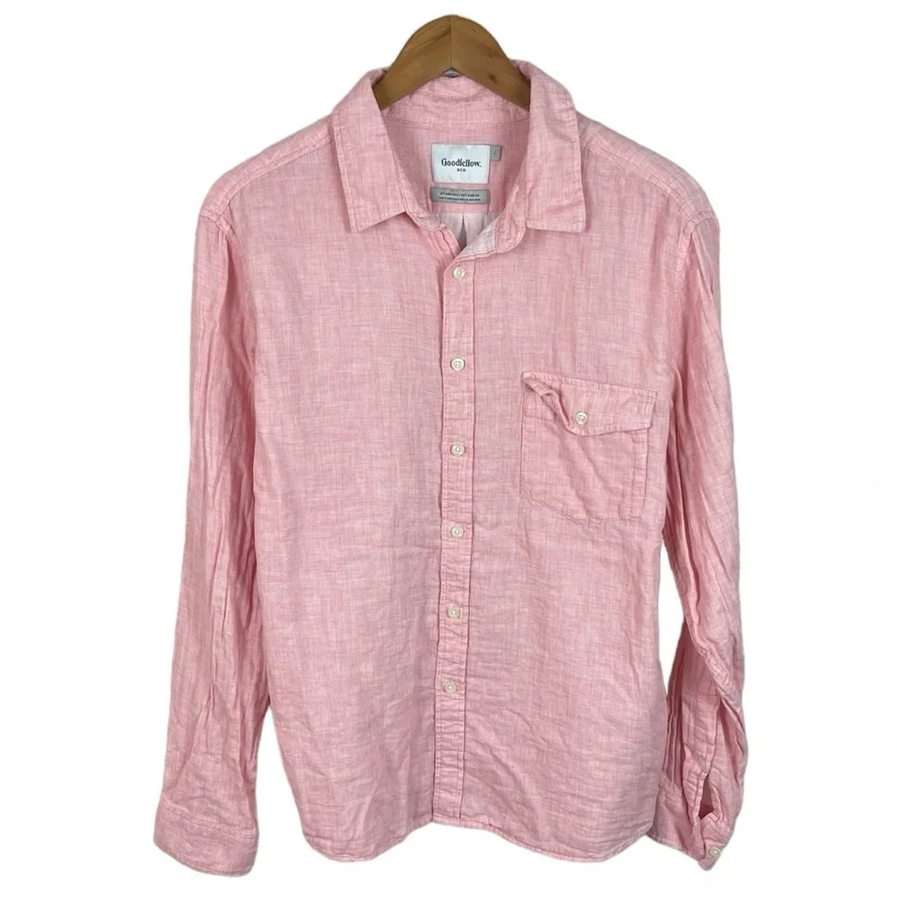 BF1424 Mens Goodfellow & Co Standard Fit Casual Pocket Button Down Shirt L